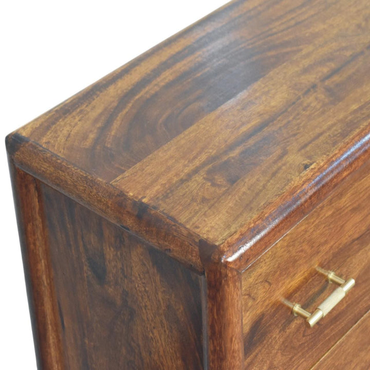 Glamorous Regency 3-Drawer Dresser - Solid Mango Wood Storage Chest for Bedroom - product view 5 showing handcrafted...