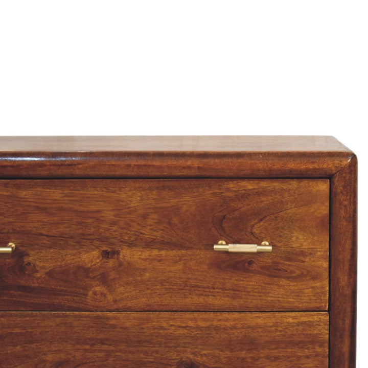 Glamorous Regency 3-Drawer Dresser - Solid Mango Wood Storage Chest for Bedroom - product view 4 showing handcrafted...