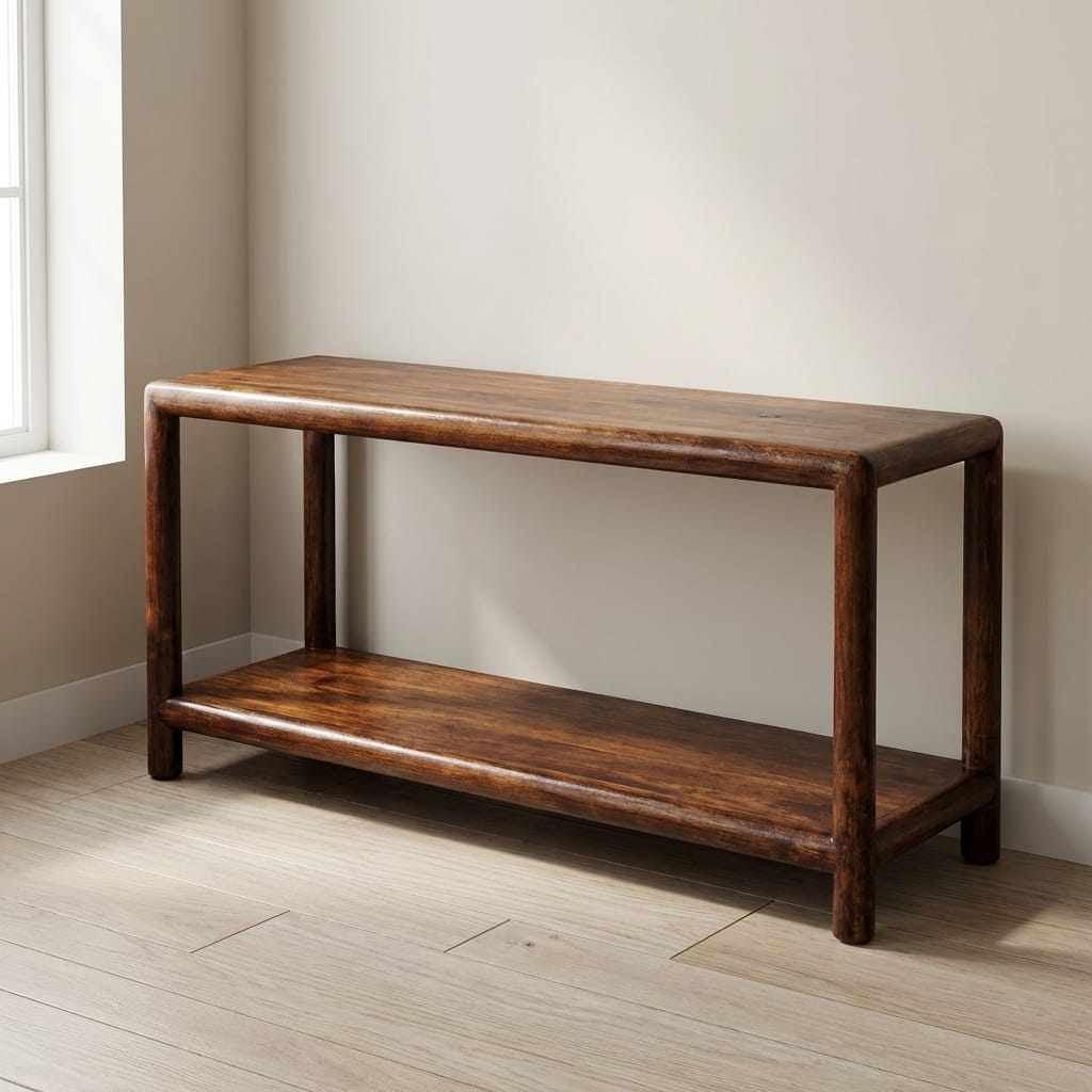 Glamorous Regency Bench - Solid Mango Wood Seating Furniture for Entryway - main view showing handcrafted solid mango...