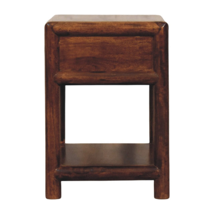 Glamorous Regency Chestnut Nightstand - Solid Mango Wood Bedside Table for Bedroom - product view 8 showing handcrafted...