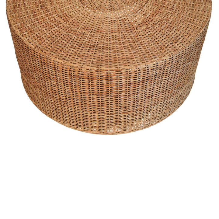 Glamorous Regency Round Woven Coffee Table - Solid Mango Wood Center Table for Living Room - product view 4 showing...