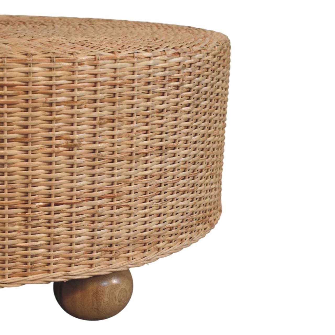 Glamorous Regency Round Woven Coffee Table - Solid Mango Wood Center Table for Living Room - product view 4 showing...