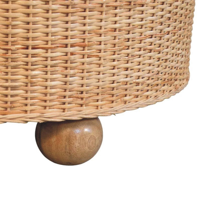 Glamorous Regency Round Woven Coffee Table - Solid Mango Wood Center Table for Living Room - product view 5 showing...