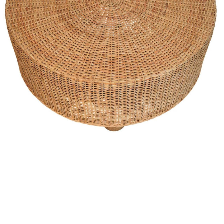 Glamorous Regency Round Woven Coffee Table - Solid Mango Wood Center Table for Living Room - product view 3 showing...