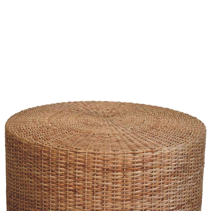 Glamorous Regency Round Woven Coffee Table - Solid Mango Wood Center Table for Living Room - product view 3 showing...
