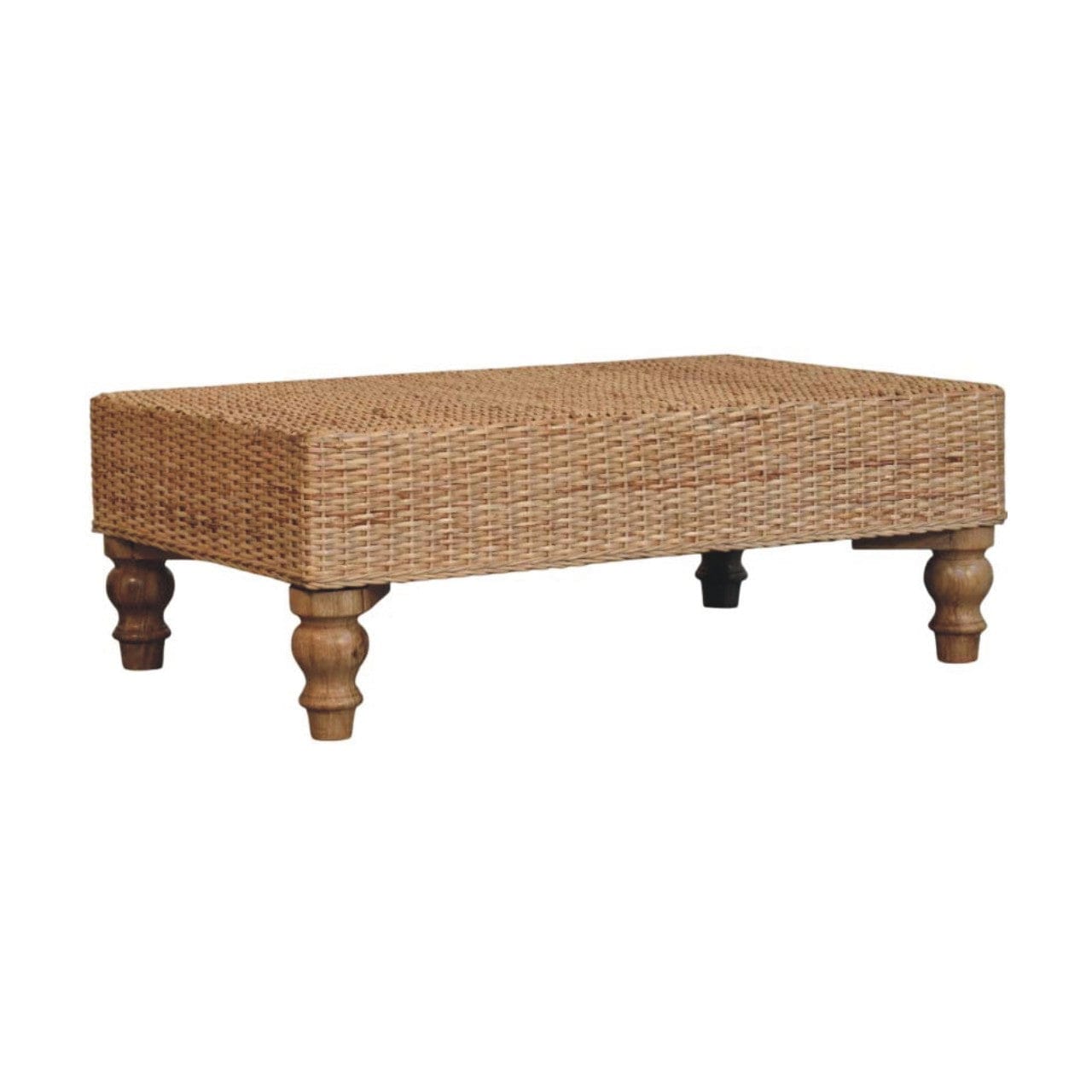 Glamorous Regency Woven Coffee Table - Solid Mango Wood Center Table for Living Room - product view 2 showing handcrafted...