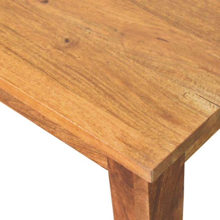 Golden Teak Solid Mango Wood Dining Table for Dining Room - product view 4 showing handcrafted solid mango wood dining table