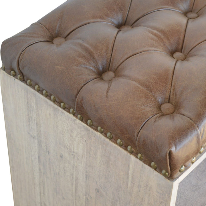 Handcrafted Stone Open Storage Bench - Solid Mango Wood Seating Furniture for Entryway - product view 6 showing...