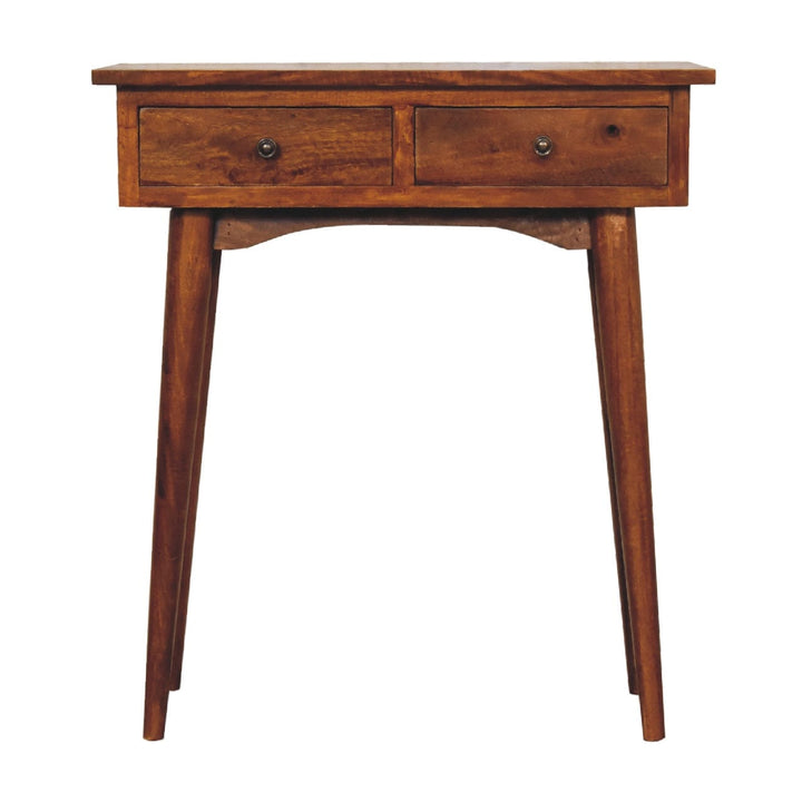 Handcrafted Chestnut Hallway Console Table in Solid Mango Wood - product view 2 showing handcrafted solid mango wood...