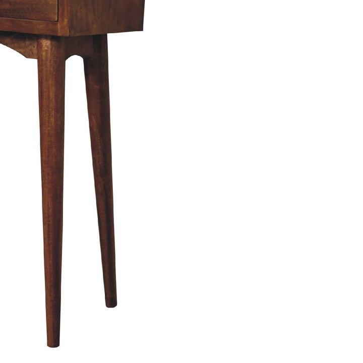 Handcrafted Chestnut Hallway Console Table in Solid Mango Wood - product view 8 showing handcrafted solid mango wood...