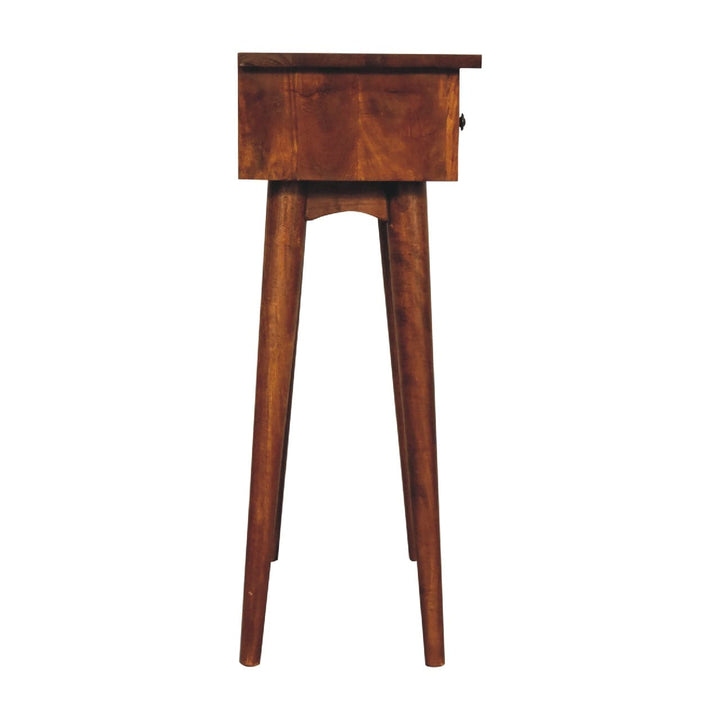 Handcrafted Chestnut Hallway Console Table in Solid Mango Wood - product view 9 showing handcrafted solid mango wood...