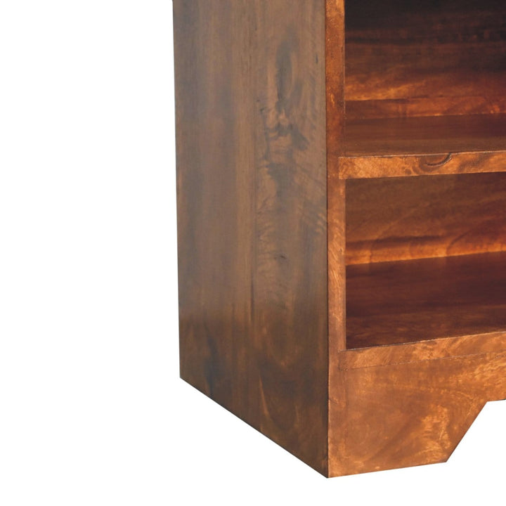 Handcrafted Retreat Chestnut Shoe Bench - Solid Mango Wood Seating Furniture for Entryway - product view 8 showing...
