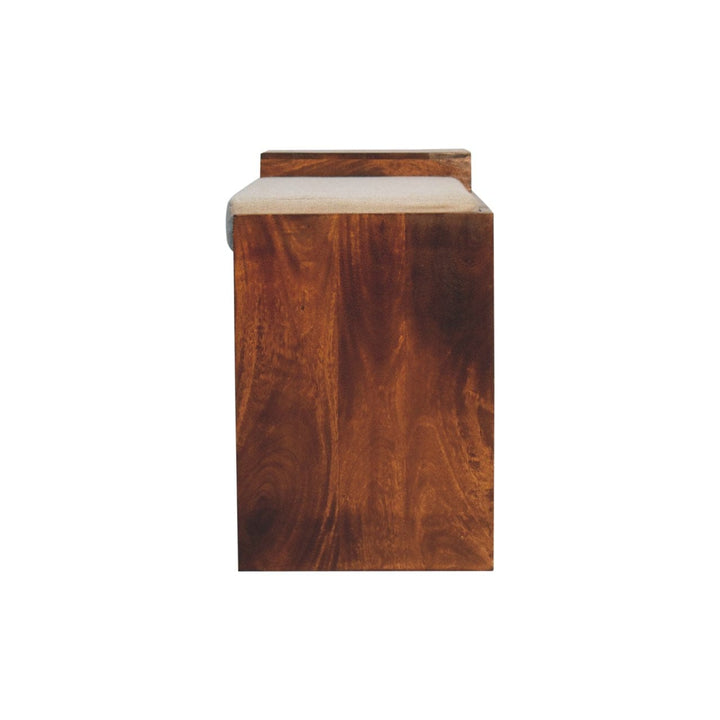 Handcrafted Retreat Chestnut Shoe Bench - Solid Mango Wood Seating Furniture for Entryway - product view 9 showing...