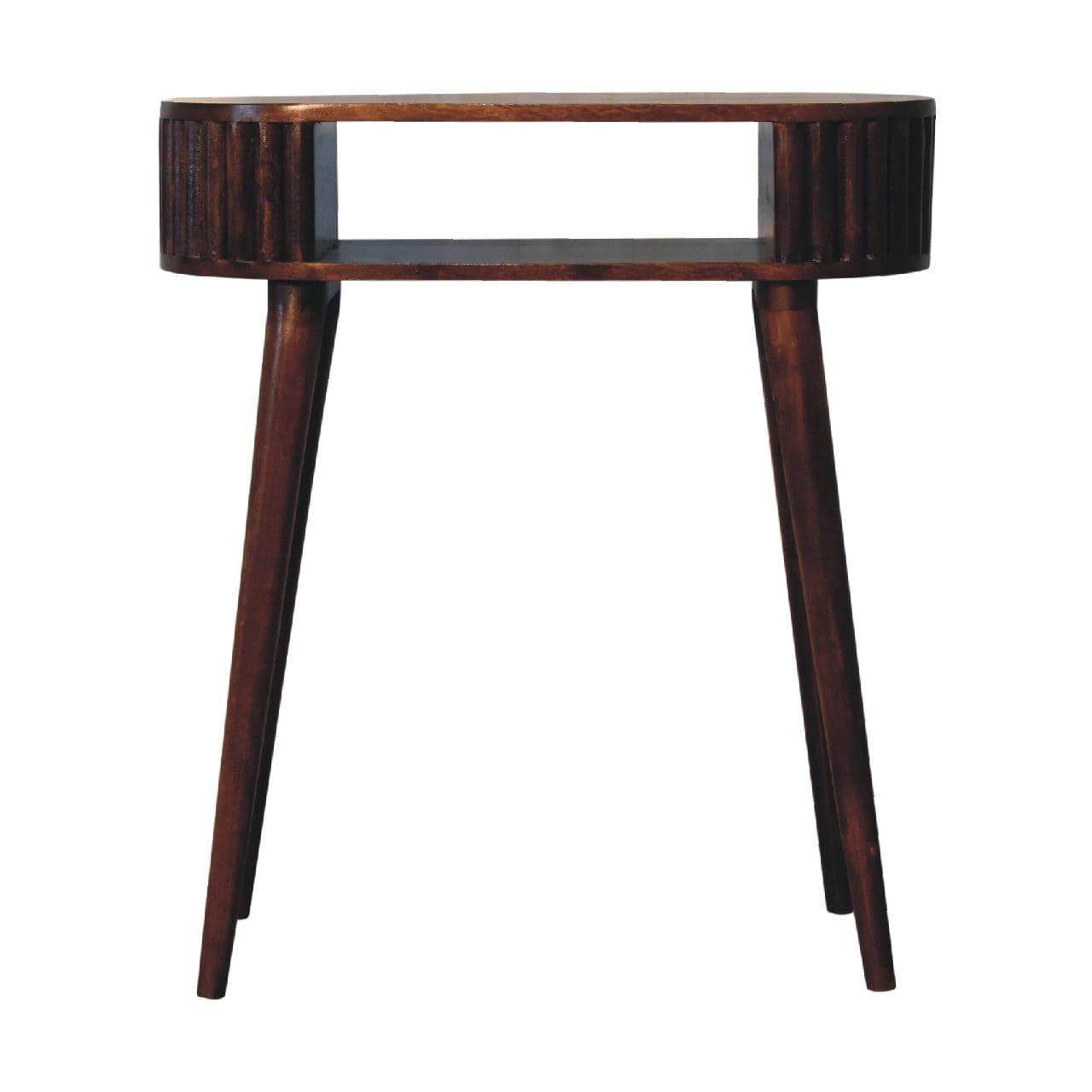 Handcrafted Stripe Chestnut Writing Desk - Solid Mango Wood Writing Table for Home Office - main view showing handcrafted...