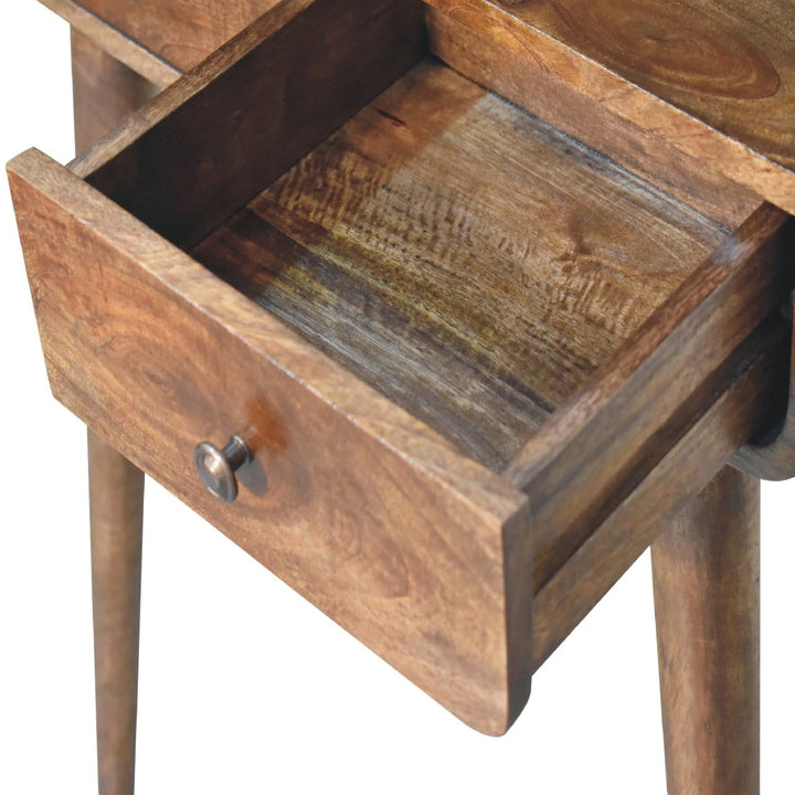 Handcrafted Mini Grey-wash Curved Console - Entryway & Hallway Table in Solid Mango Wood - product view 6 showing...