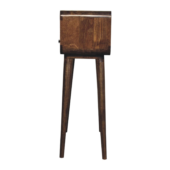 Handcrafted Mini Grey-wash Curved Console - Entryway & Hallway Table in Solid Mango Wood - product view 8 showing...