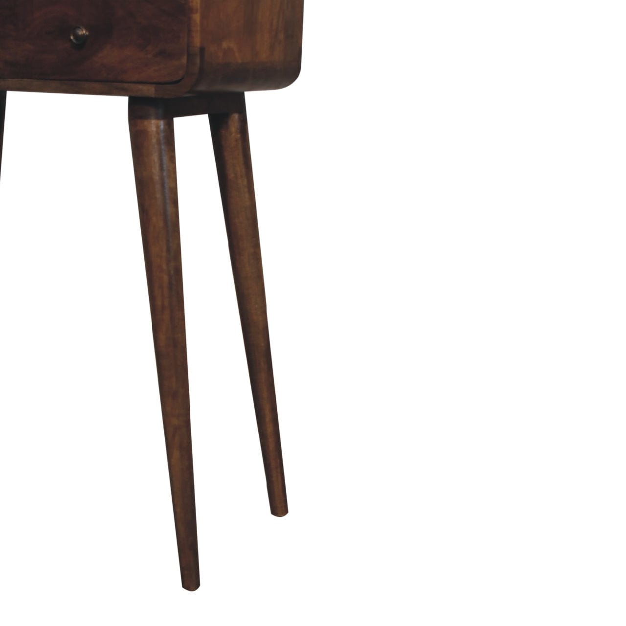 Handcrafted Mini Grey-wash Curved Console - Entryway & Hallway Table in Solid Mango Wood - product view 7 showing...
