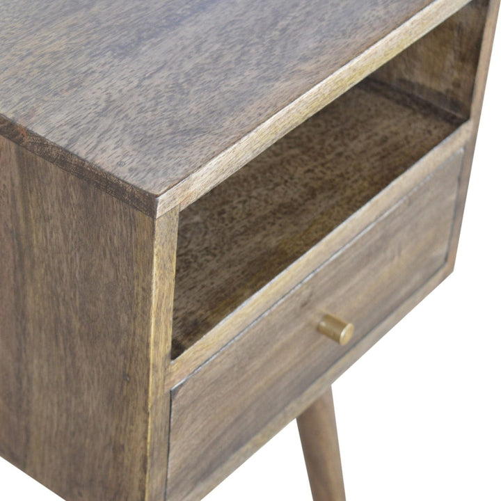 Handcrafted Mini Grey Washed Nightstand - Solid Mango Wood Bedside Table for Bedroom - product view 5 showing handcrafted...