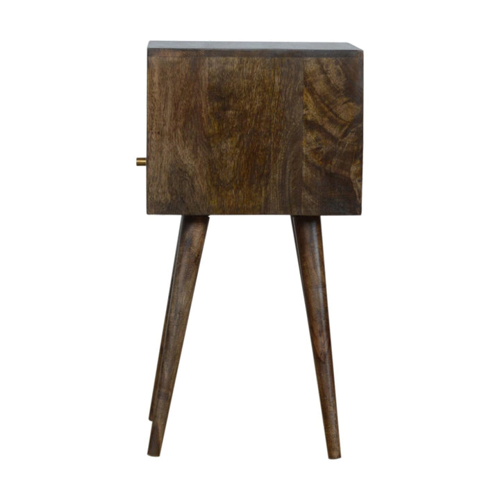 Handcrafted Mini Grey Washed Nightstand - Solid Mango Wood Bedside Table for Bedroom - product view 7 showing handcrafted...