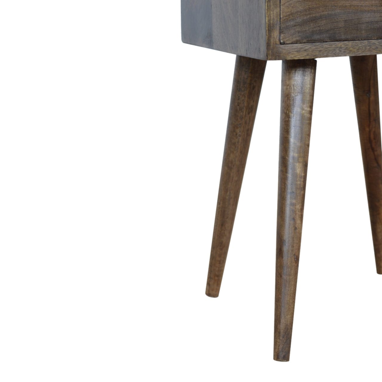 Handcrafted Mini Grey Washed Nightstand - Solid Mango Wood Bedside Table for Bedroom - product view 6 showing handcrafted...