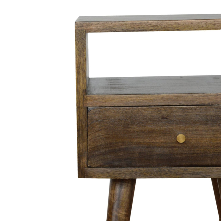 Handcrafted Mini Grey Washed Nightstand - Solid Mango Wood Bedside Table for Bedroom - product view 3 showing handcrafted...