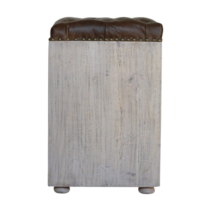 Handcrafted Stone Open Storage Bench - Solid Mango Wood Seating Furniture for Entryway - product view 7 showing...