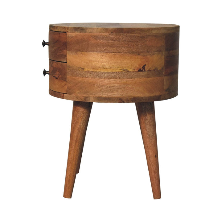 Handcrafted Odyssey Oak-ish Nightstand - Solid Mango Wood Bedside Table for Bedroom - product view 8 showing handcrafted...