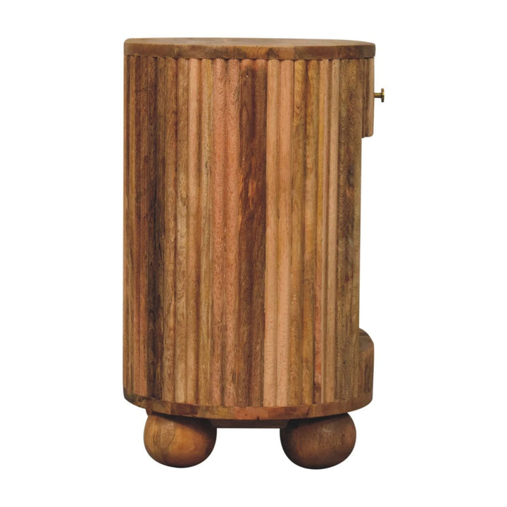 Handcrafted Soba Ball Open Slot Nightstand - Solid Mango Wood Bedside Table for Bedroom - product view 8 showing...