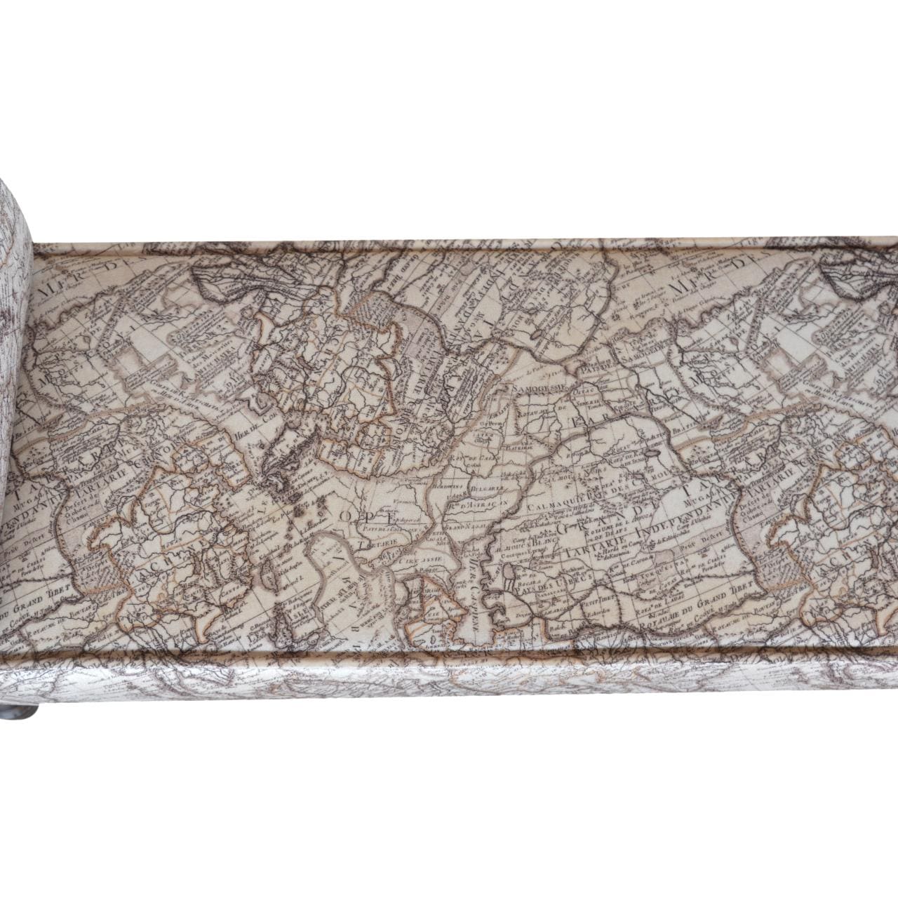 Handcrafted Map Printed Bedroom Bench - Solid Mango Wood Seating Furniture for Entryway - product view 6 showing...