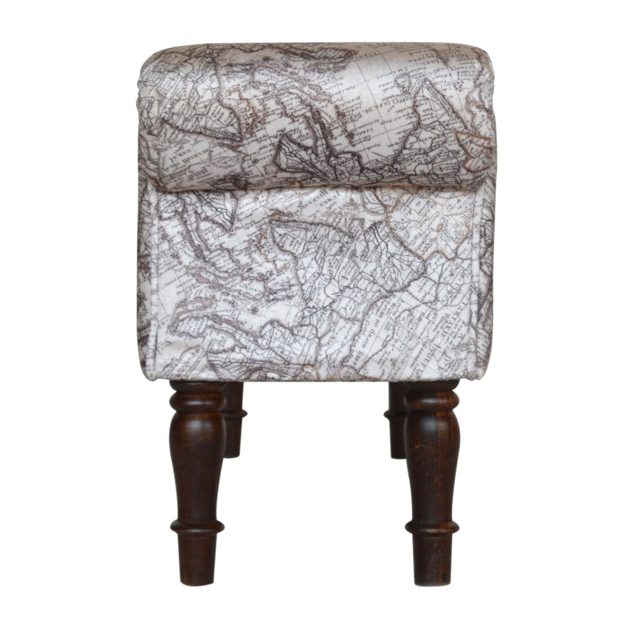 Handcrafted Map Printed Bedroom Bench - Solid Mango Wood Seating Furniture for Entryway - product view 8 showing...