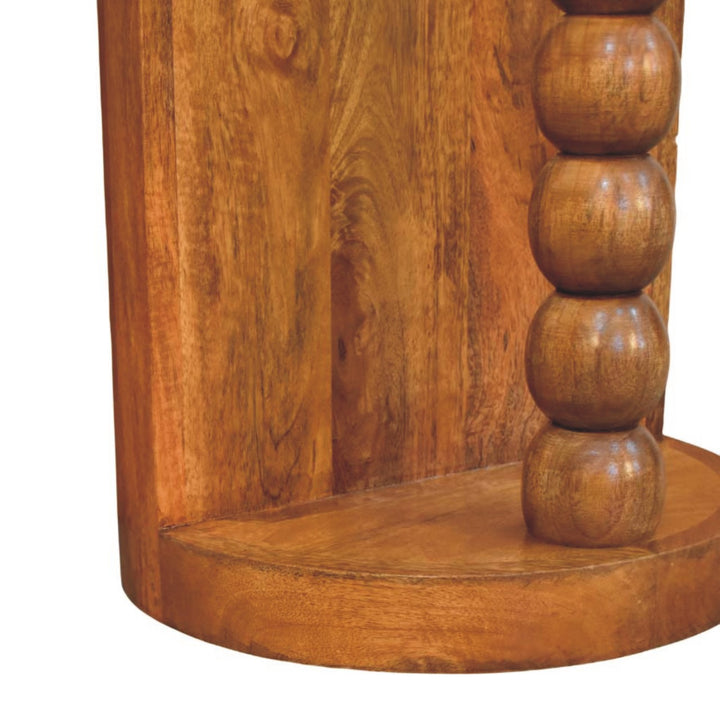 Amber Oak Marble Top Spindle Side Table in Solid Mango Wood - product view 6 showing handcrafted solid mango wood side table