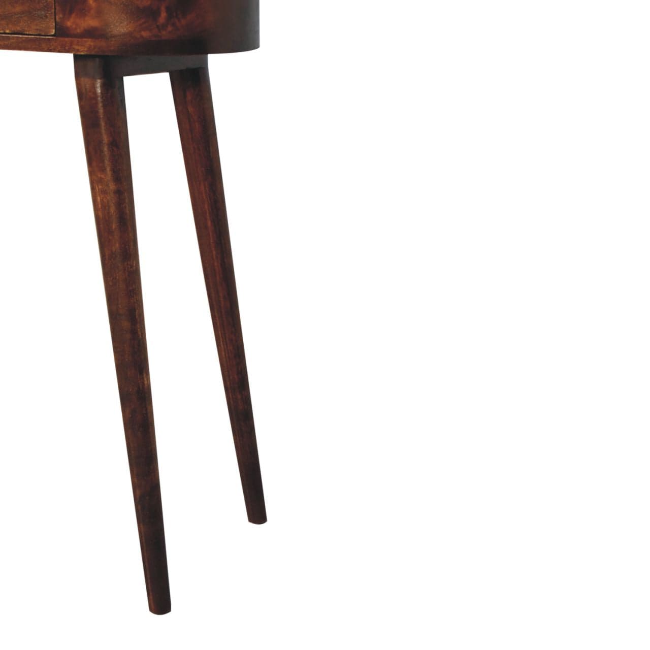 Handcrafted Mini Albion California Walnut Solid Mango Wood Console Table - product view 7 showing handcrafted solid mango...