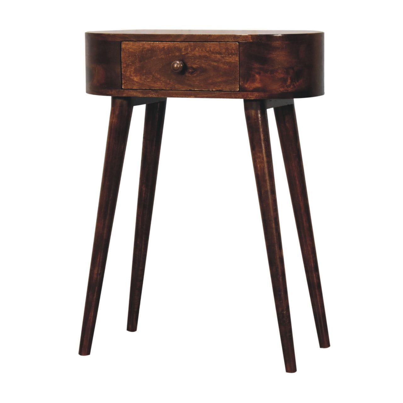 Handcrafted Mini Albion California Walnut Solid Mango Wood Console Table - product view 3 showing handcrafted solid mango...