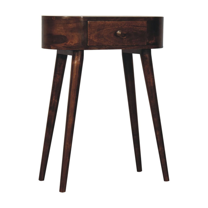 Handcrafted Mini Albion California Walnut Solid Mango Wood Console Table - product view 2 showing handcrafted solid mango...