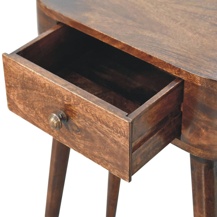 Handcrafted Mini Albion California Walnut Solid Mango Wood Console Table - product view 6 showing handcrafted solid mango...
