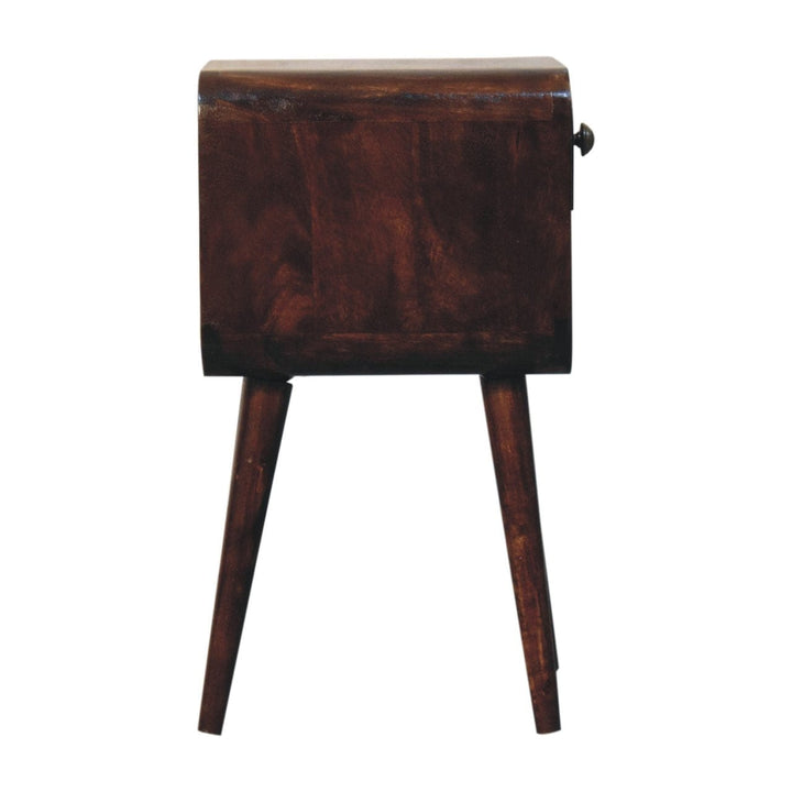 Handcrafted Mini California Walnut Curved Nightstand - Solid Mango Wood Bedside Table for Bedroom - product view 8...