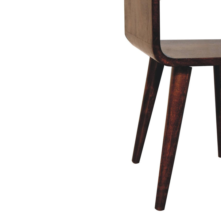 Handcrafted Mini California Walnut Curved Nightstand - Solid Mango Wood Bedside Table for Bedroom - product view 7...