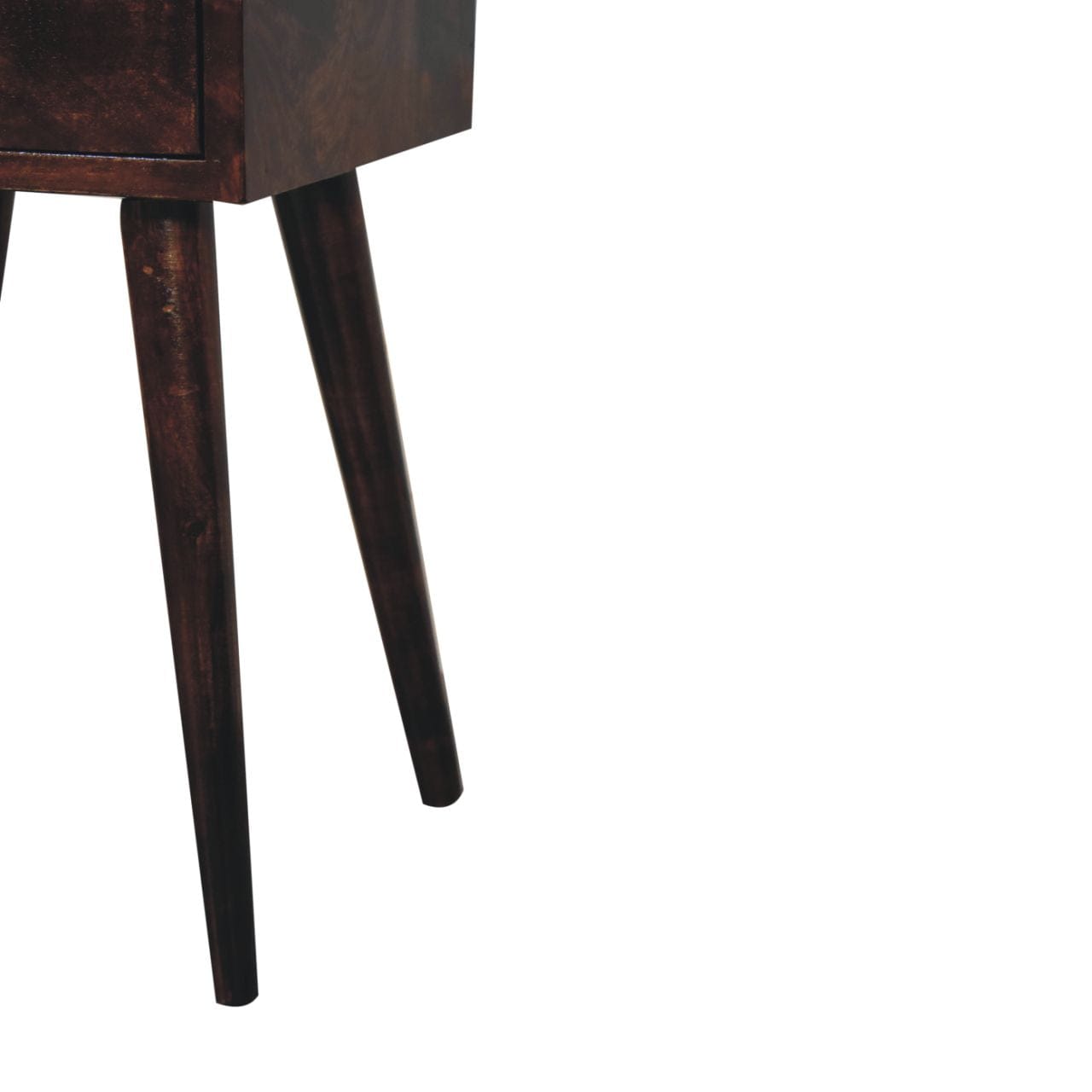 Handcrafted Mini California Walnut Nightstand - Solid Mango Wood Bedside Table for Bedroom - product view 4 showing...