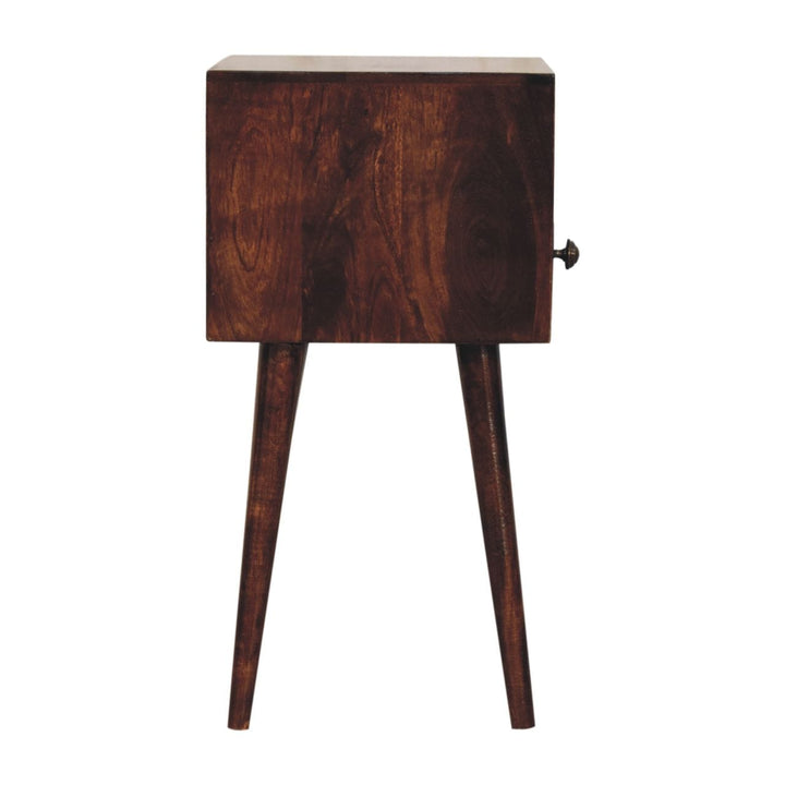 Handcrafted Mini California Walnut Nightstand - Solid Mango Wood Bedside Table for Bedroom - product view 3 showing...
