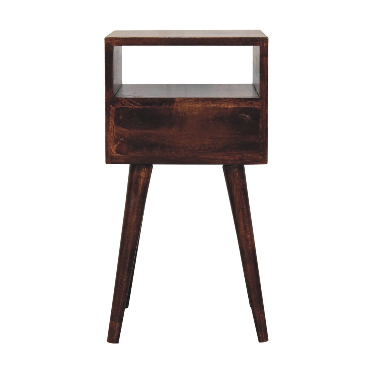 Handcrafted Mini California Walnut Nightstand - Solid Mango Wood Bedside Table for Bedroom - product view 5 showing...