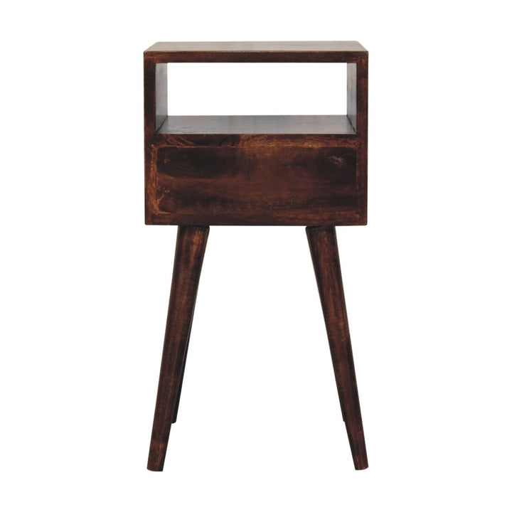 Handcrafted Mini California Walnut Nightstand - Solid Mango Wood Bedside Table for Bedroom - product view 5 showing...