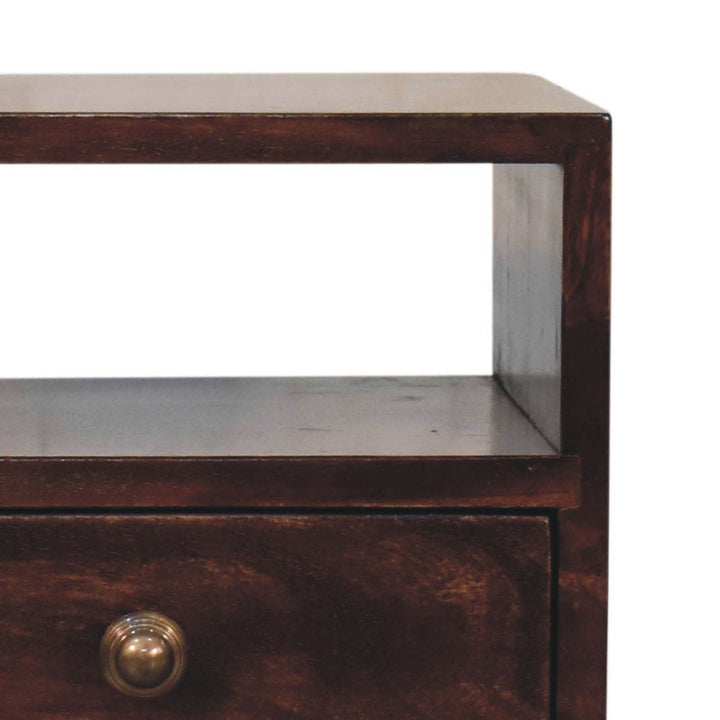 Handcrafted Mini California Walnut Nightstand - Solid Mango Wood Bedside Table for Bedroom - product view 8 showing...