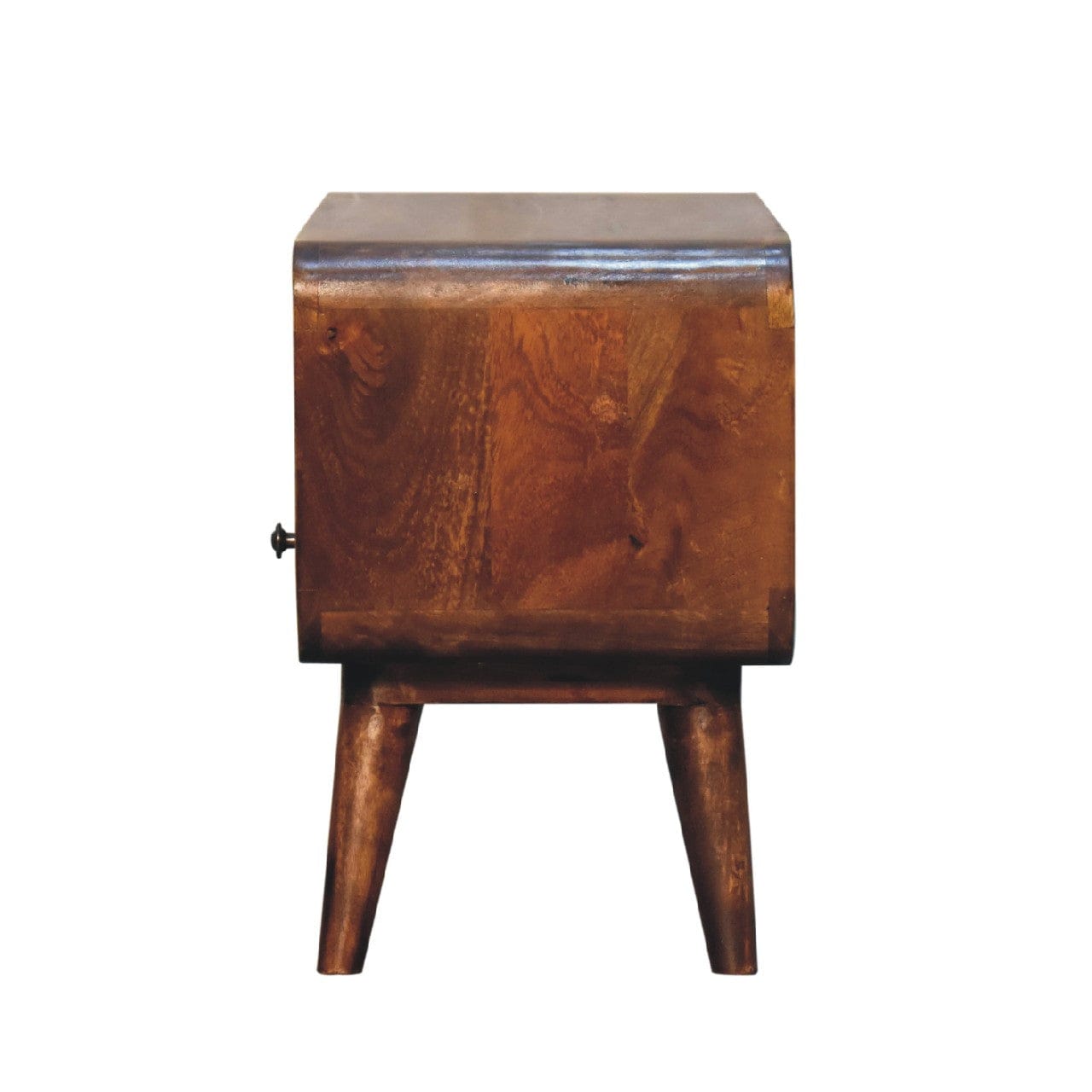 Handcrafted Mini Chestnut Curved TV Stand - Solid Mango Wood Entertainment Center for Living Room - product view 8...