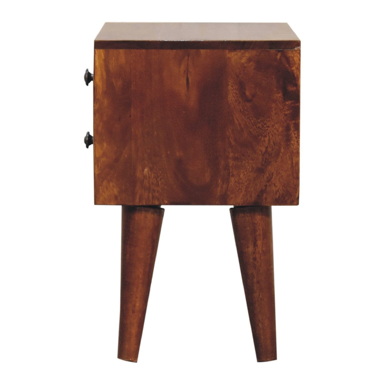 Handcrafted Mini Chestnut Mid-Century Modern Nightstand - Solid Mango Wood Bedside Table for Bedroom - product view 9...