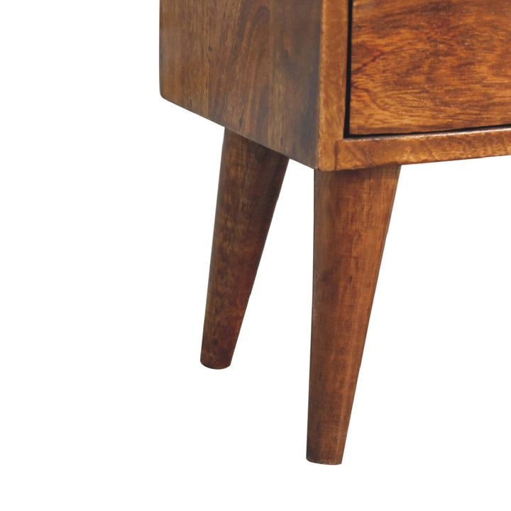 Handcrafted Mini Chestnut Mid-Century Modern Nightstand - Solid Mango Wood Bedside Table for Bedroom - product view 8...