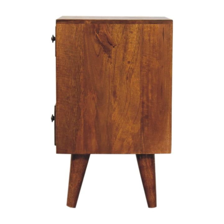 Handcrafted Mini Classic Multi Chestnut Nightstand - Solid Mango Wood Bedside Table for Bedroom - product view 8 showing...