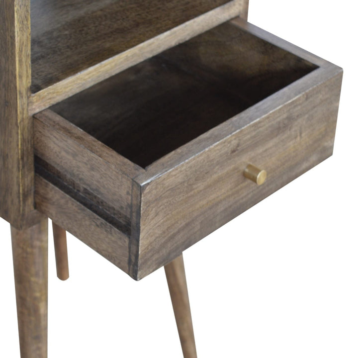 Handcrafted Mini Grey Washed Nightstand - Solid Mango Wood Bedside Table for Bedroom - product view 4 showing handcrafted...
