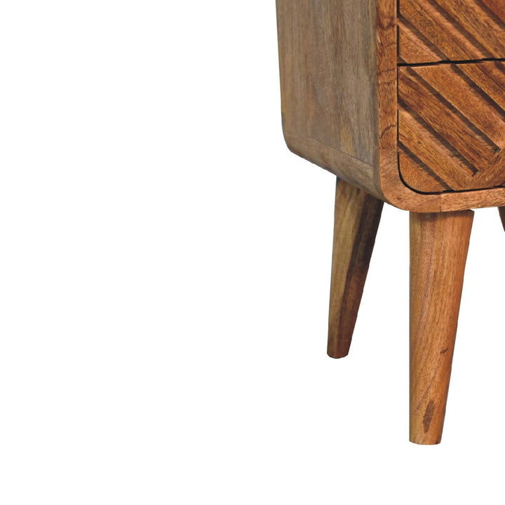 Handcrafted Mini Lille Curved Nightstand - Solid Mango Wood Bedside Table for Bedroom - product view 7 showing...