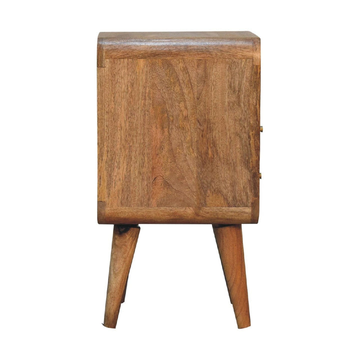Handcrafted Mini Lille Curved Nightstand - Solid Mango Wood Bedside Table for Bedroom - product view 8 showing...