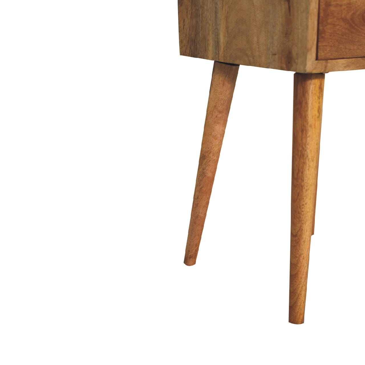 Handcrafted Mini 2 Drawer Oak-ish Nightstand - Solid Mango Wood Bedside Table for Bedroom - product view 8 showing...